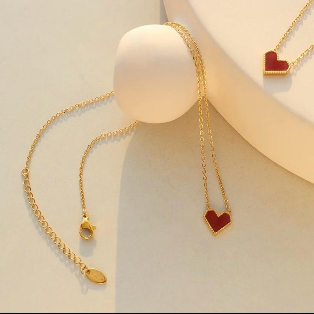 Red heart 18 k gold plated  necklace